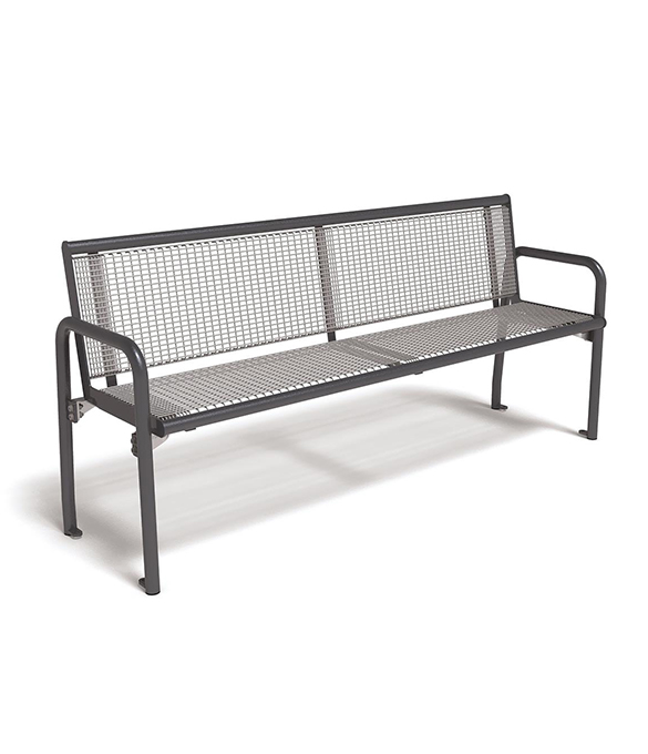 stella bench, metal back, wooden seat