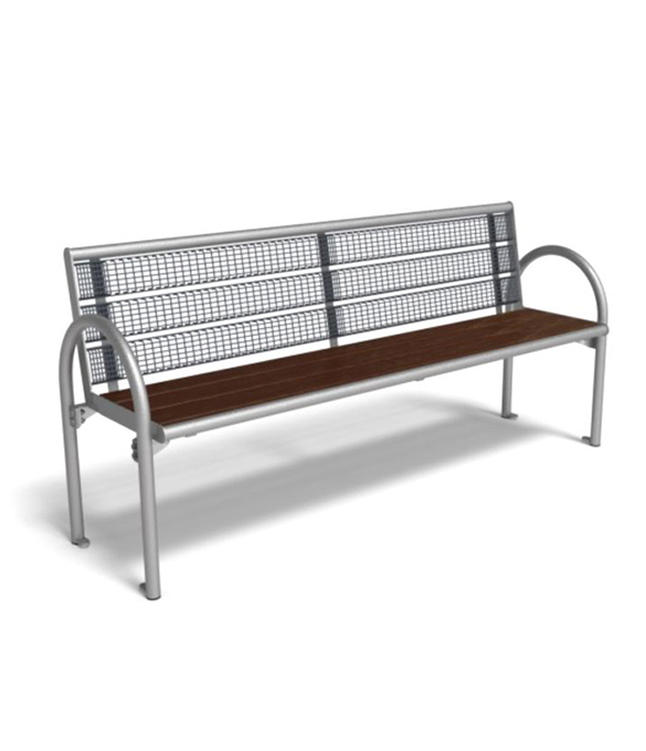 siesta bench, metal bench with wooden seat