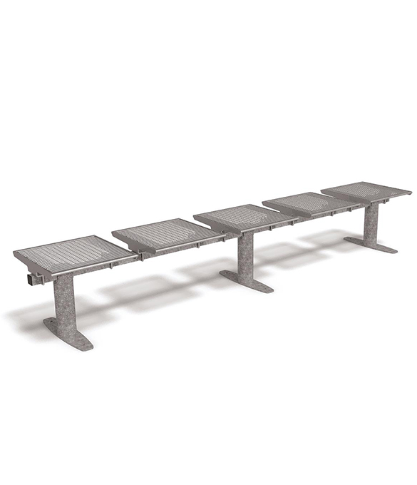 topsit, wood and metal bench, 5 seats