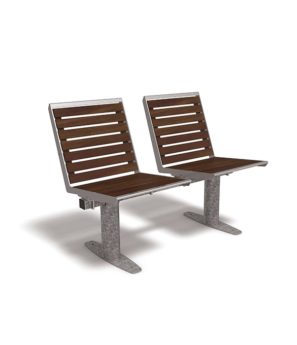topsit, wood and metal bench, 2 seats